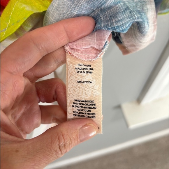 Soft Surroundings Isla Grande 100% Cotton Multicolor Watercolor Button Front Top - Picture 7 of 12